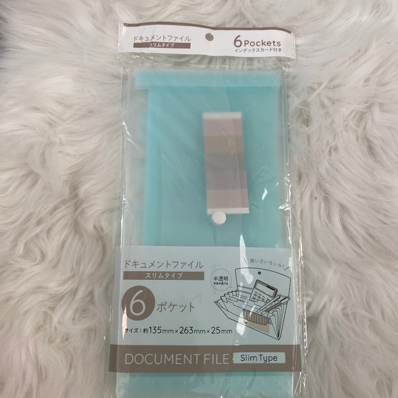 6-Pocket Document File with Index Card. Translucent. Blue-Green. Slim Type - Picture 2 of 8